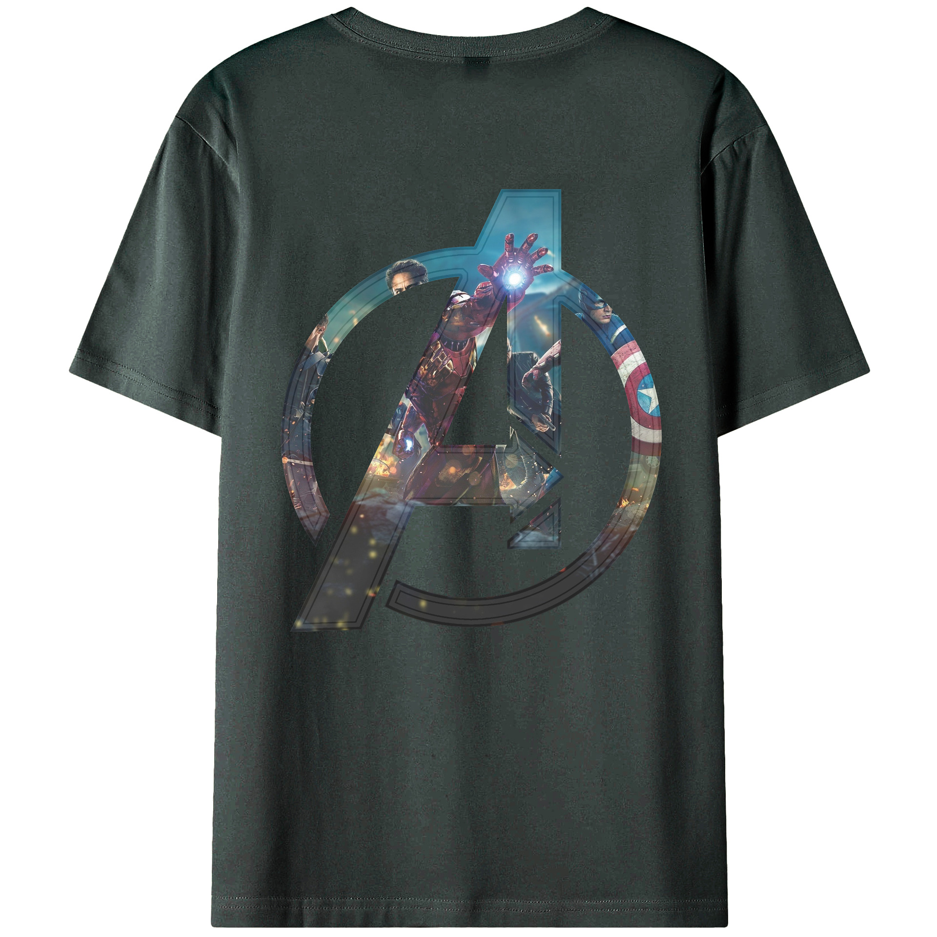（画像用） アベンジャーズ The Avengers 綿100％ メンズ半袖Tシャツ（バックプリント） 通気性